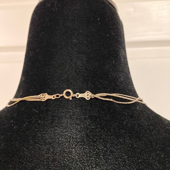 Vintage tri-strand silver long necklace with rhinestone earrings - Picture 5 of 8